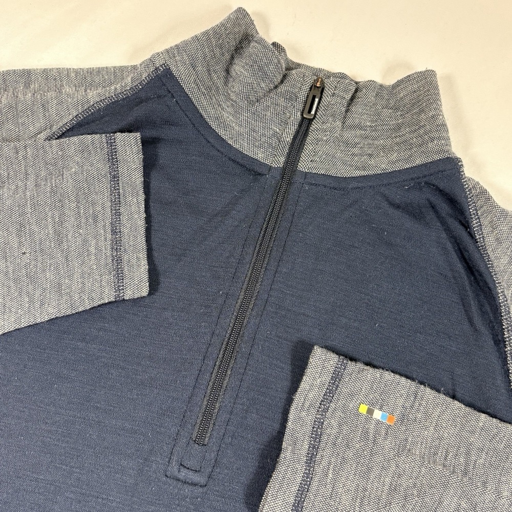 Smartwool 1/4 Zip Pullover Mens Large Blue Gray 100% Merino‎ Wool SW0NP616